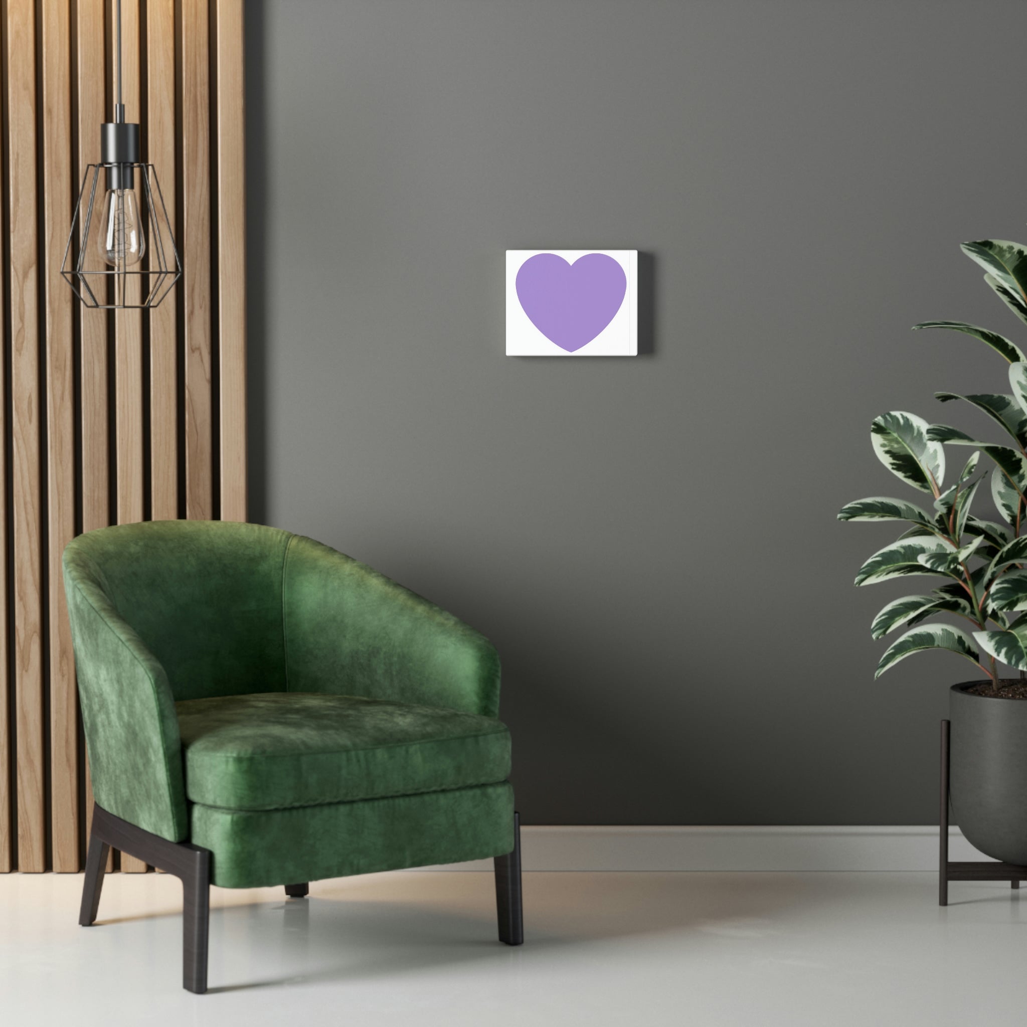 Purple Heart Stretched Canvas artwork displayed on a wall, showcasing vibrant colors and high-quality print on a wooden frame.