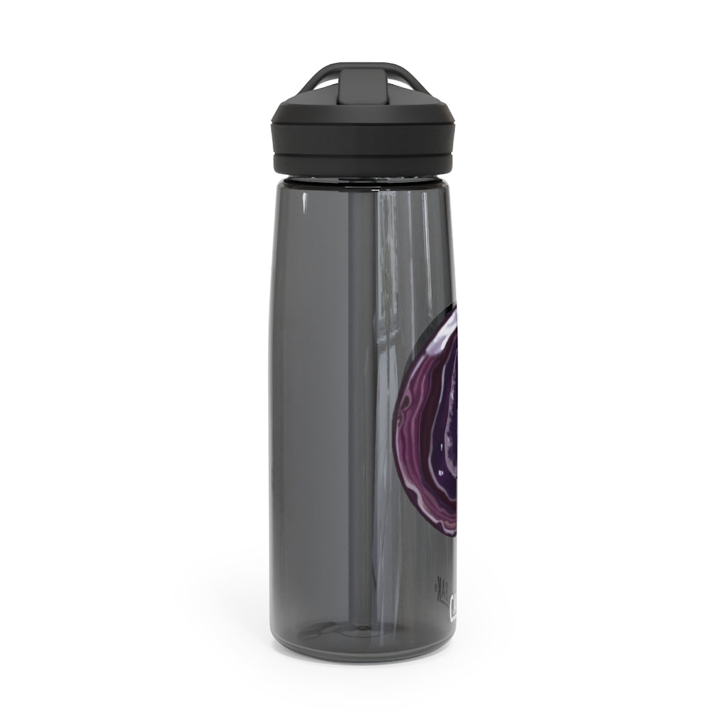 Purple Rock CamelBak Eddy® Water Bottle in 20oz and 25oz sizes, showcasing its durable design and spill-proof valve.