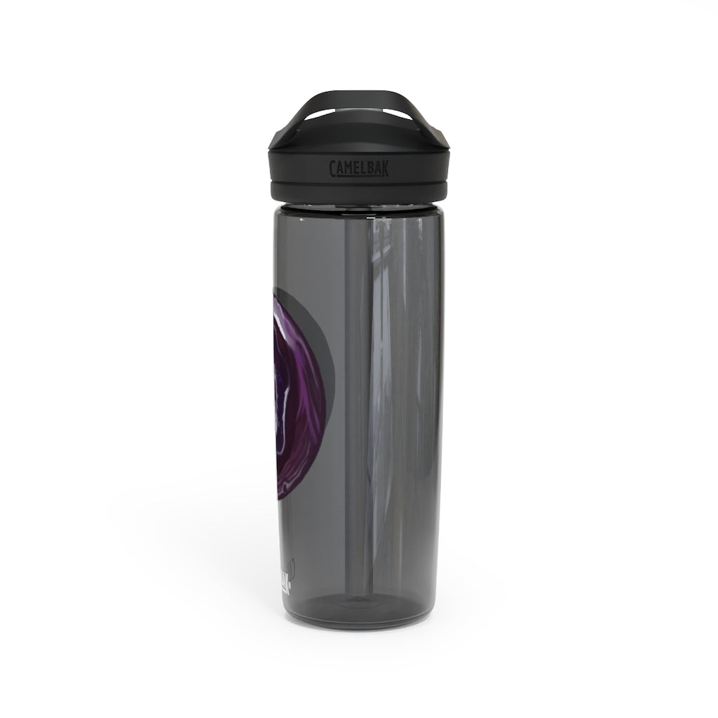 Purple Rock CamelBak Eddy® Water Bottle in 20oz and 25oz sizes, showcasing its durable design and spill-proof valve.