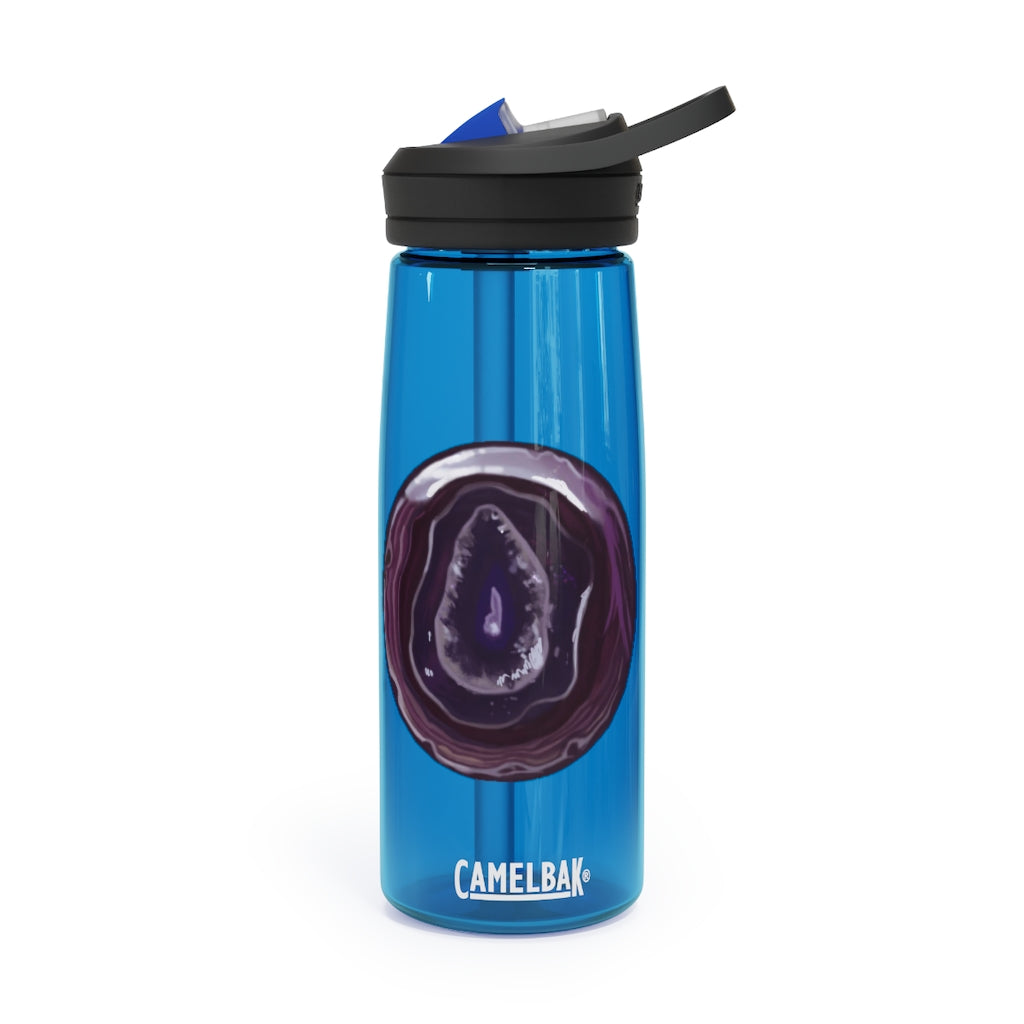 Purple Rock CamelBak Eddy® Water Bottle in 20oz and 25oz sizes, showcasing its durable design and spill-proof valve.