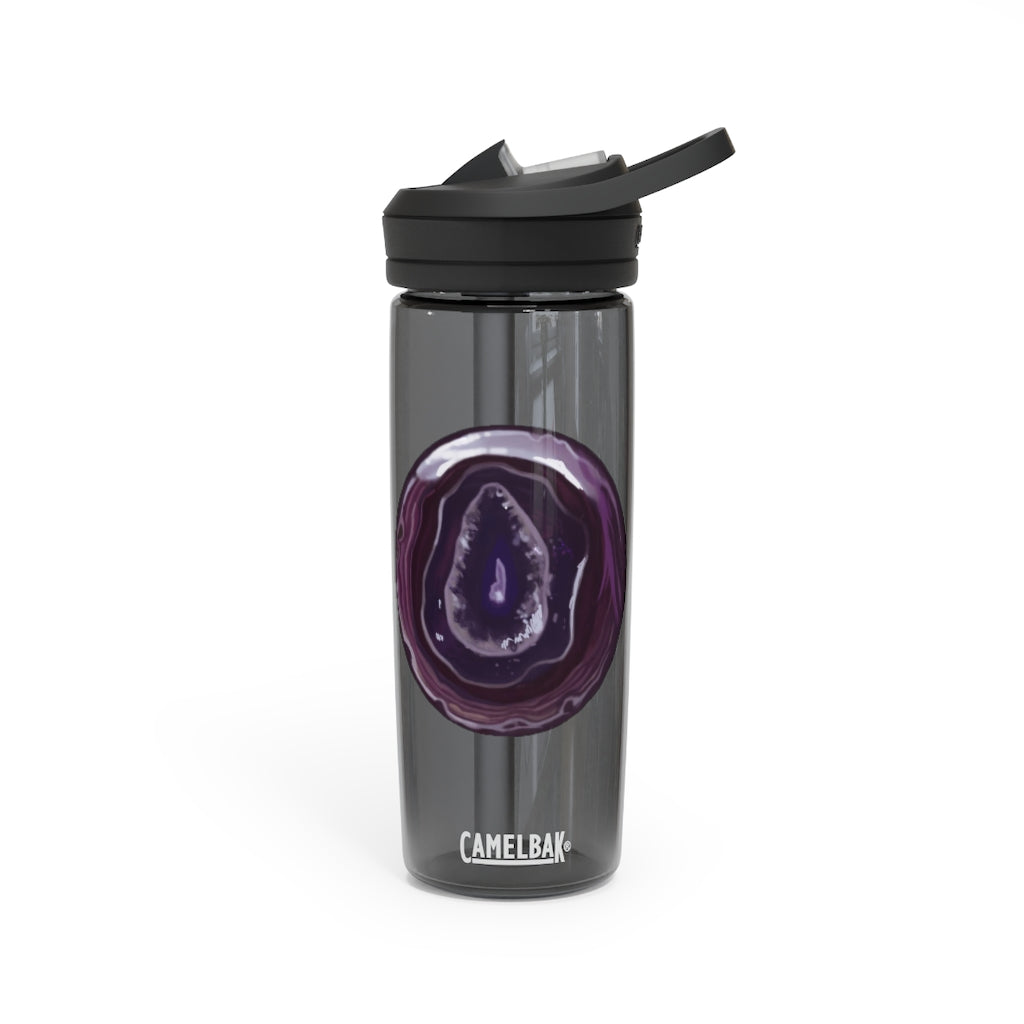 Purple Rock CamelBak Eddy® Water Bottle in 20oz and 25oz sizes, showcasing its durable design and spill-proof valve.