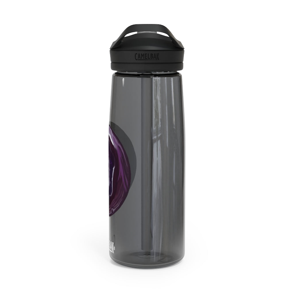 Purple Rock CamelBak Eddy® Water Bottle in 20oz and 25oz sizes, showcasing its durable design and spill-proof valve.