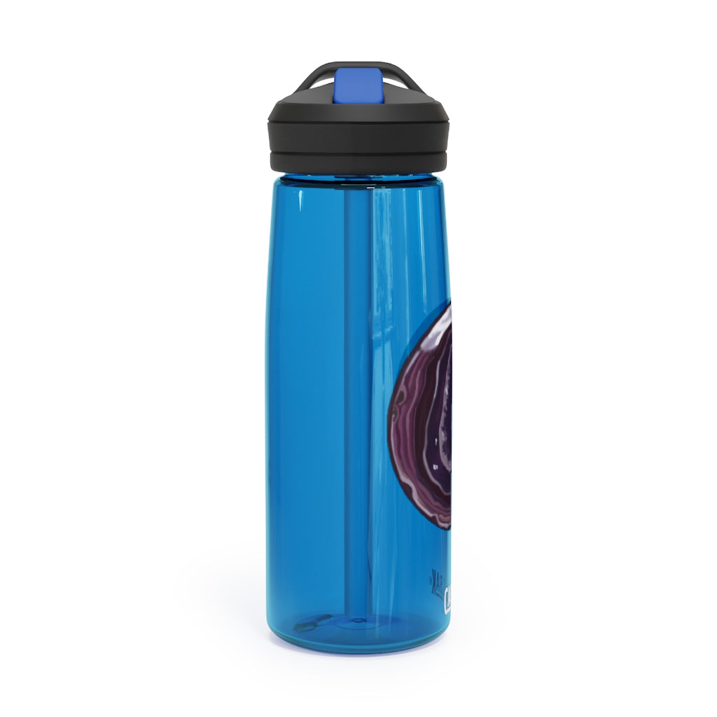 Purple Rock CamelBak Eddy® Water Bottle in 20oz and 25oz sizes, showcasing its durable design and spill-proof valve.