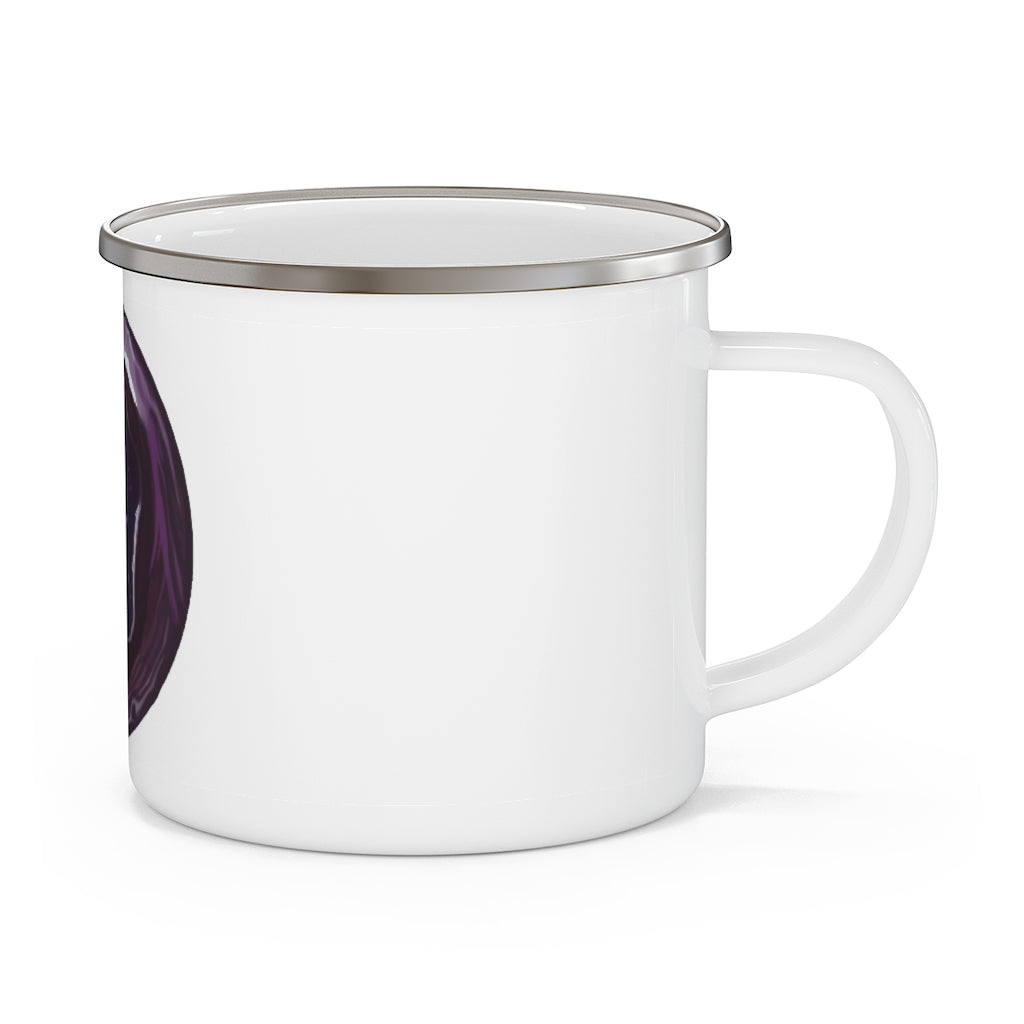 Purple Rock Enamel Camping Mug with a C-handle, showcasing a vibrant purple color and durable enamel finish, perfect for outdoor use.