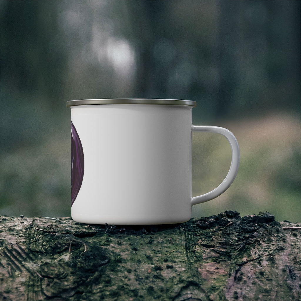 Purple Rock Enamel Camping Mug with a C-handle, showcasing a vibrant purple color and durable enamel finish, perfect for outdoor use.