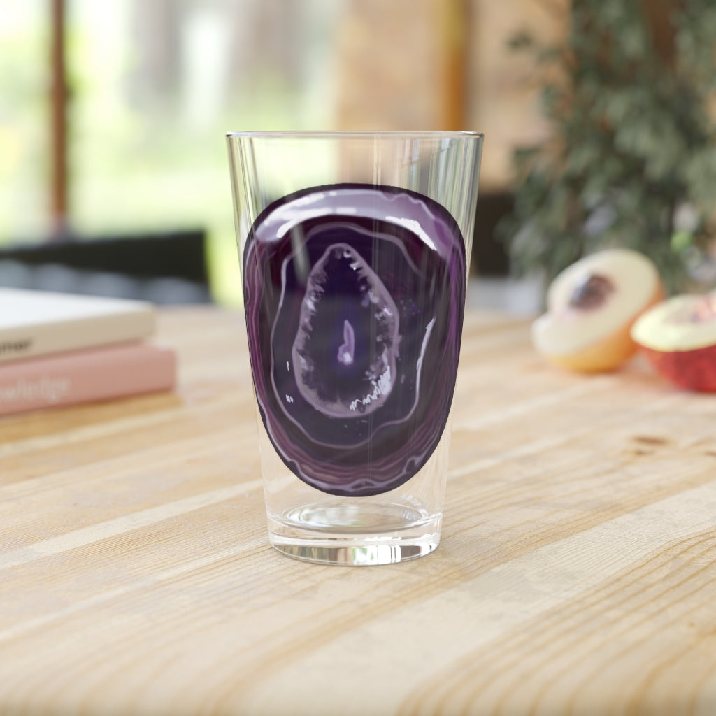 Purple Rock Pint Glass, 16oz, clear glass with a sleek design, perfect for personalized printing.