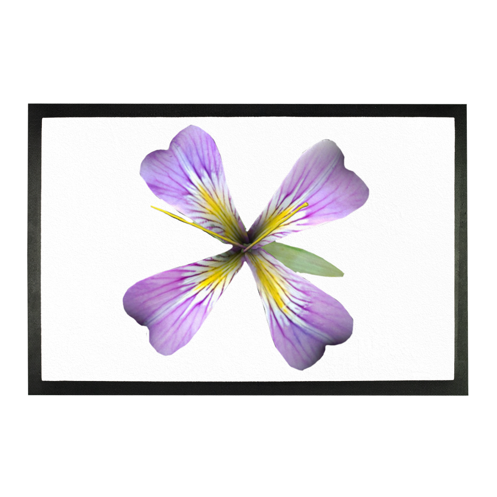 PurpleFlower3 Sublimation Doormat showcasing vibrant floral design on a durable rubber base.