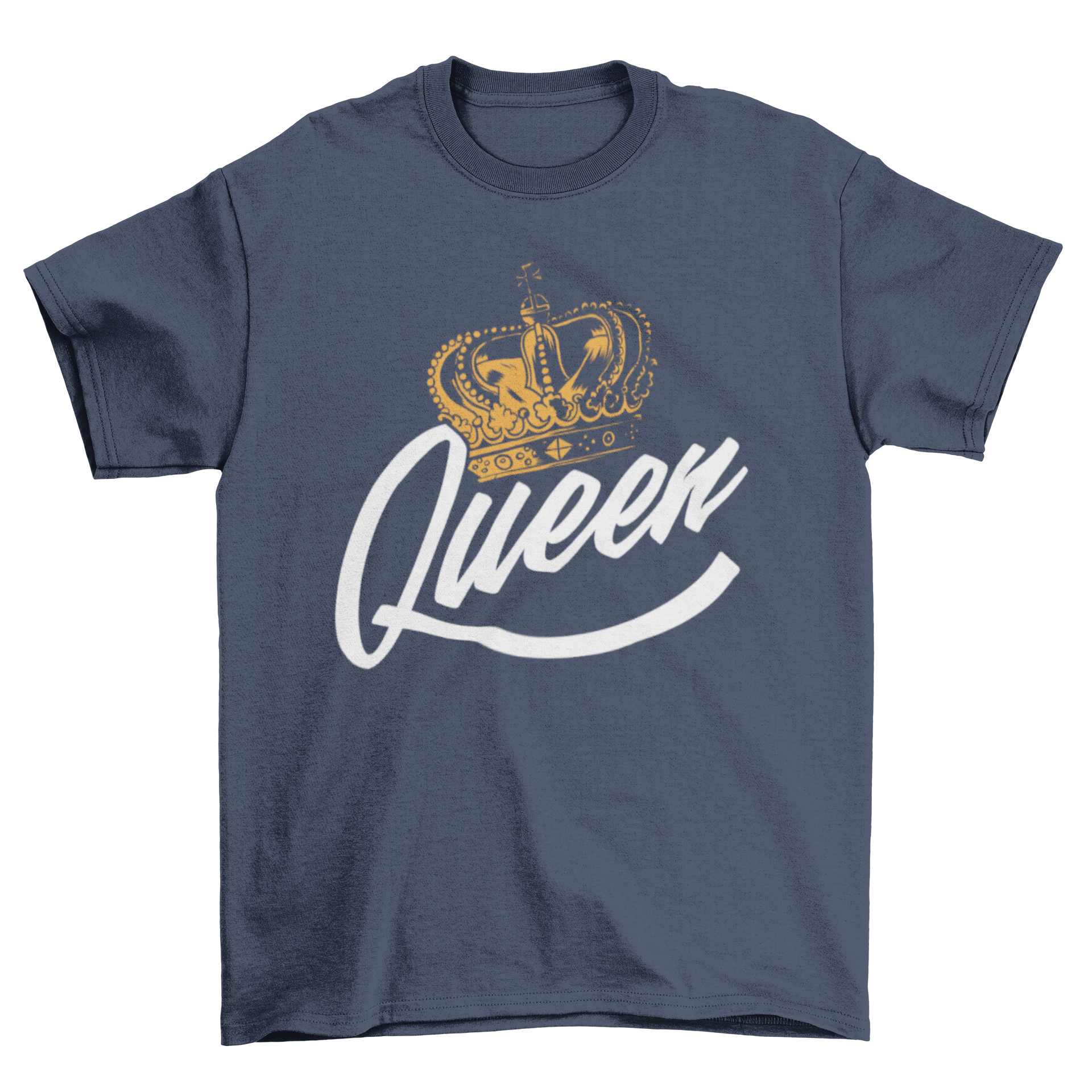 Queen Lettering T-shirt featuring elegant QUEEN text and a crown design on top.