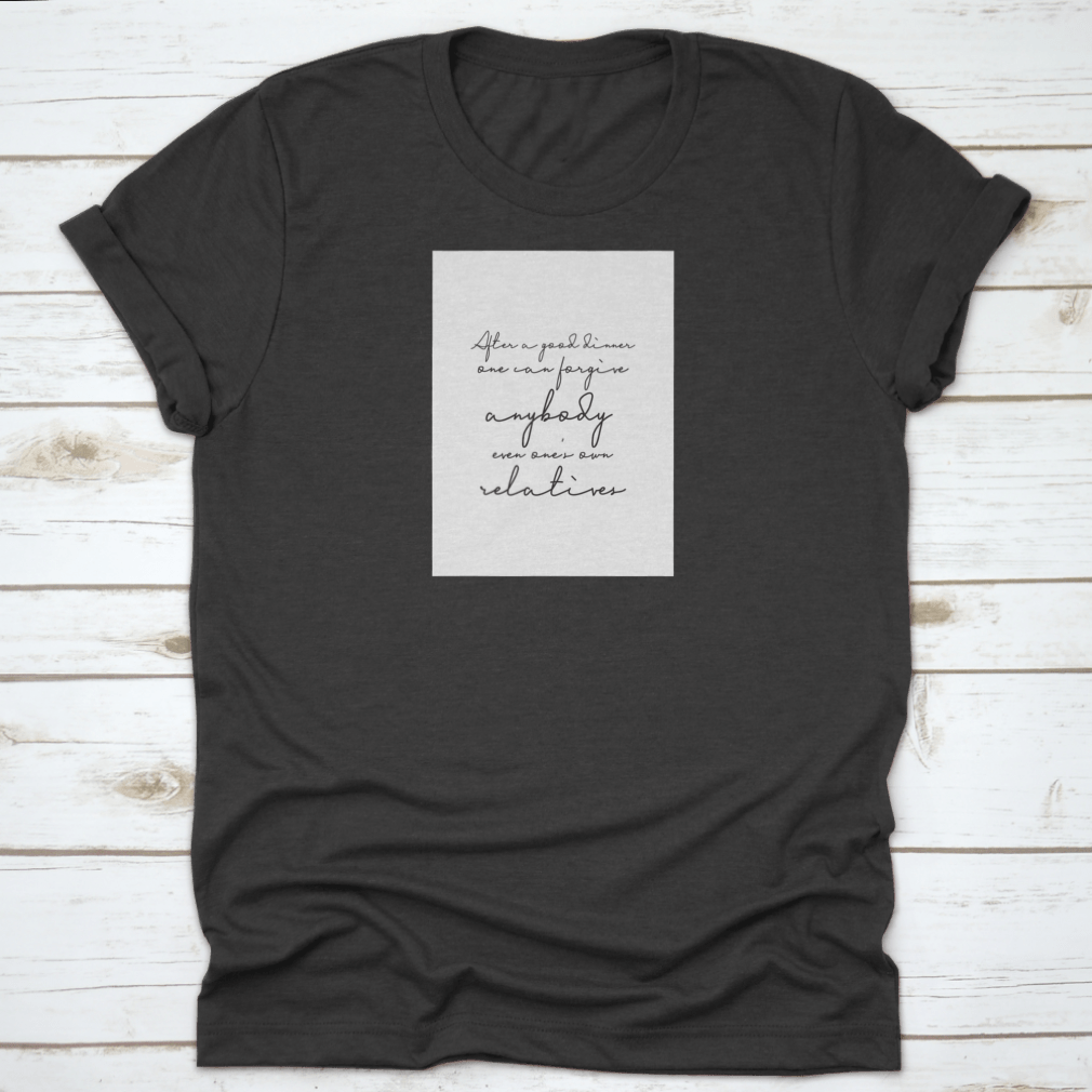 Quote Food Calligraphy Style design on a comfortable cotton fabric, showcasing artistic lettering.