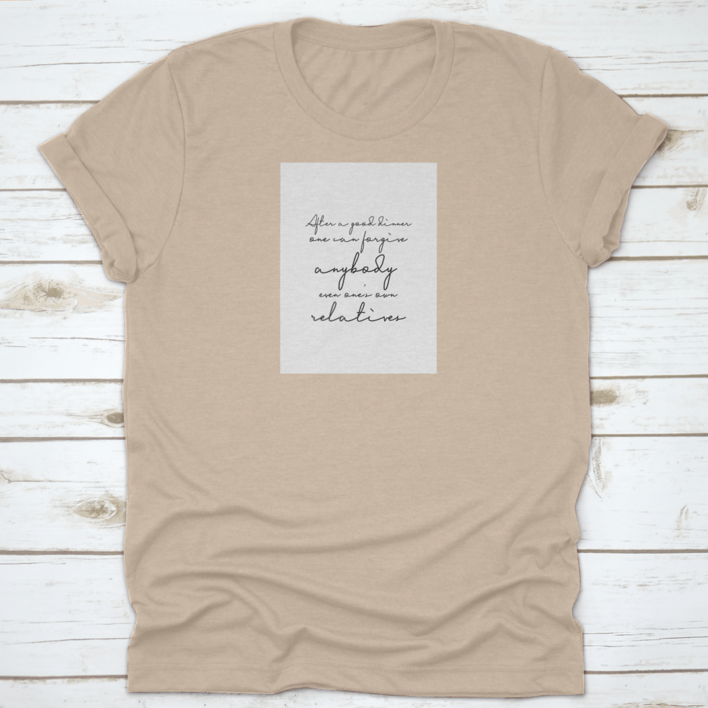 Quote Food Calligraphy Style design on a comfortable cotton fabric, showcasing artistic lettering.