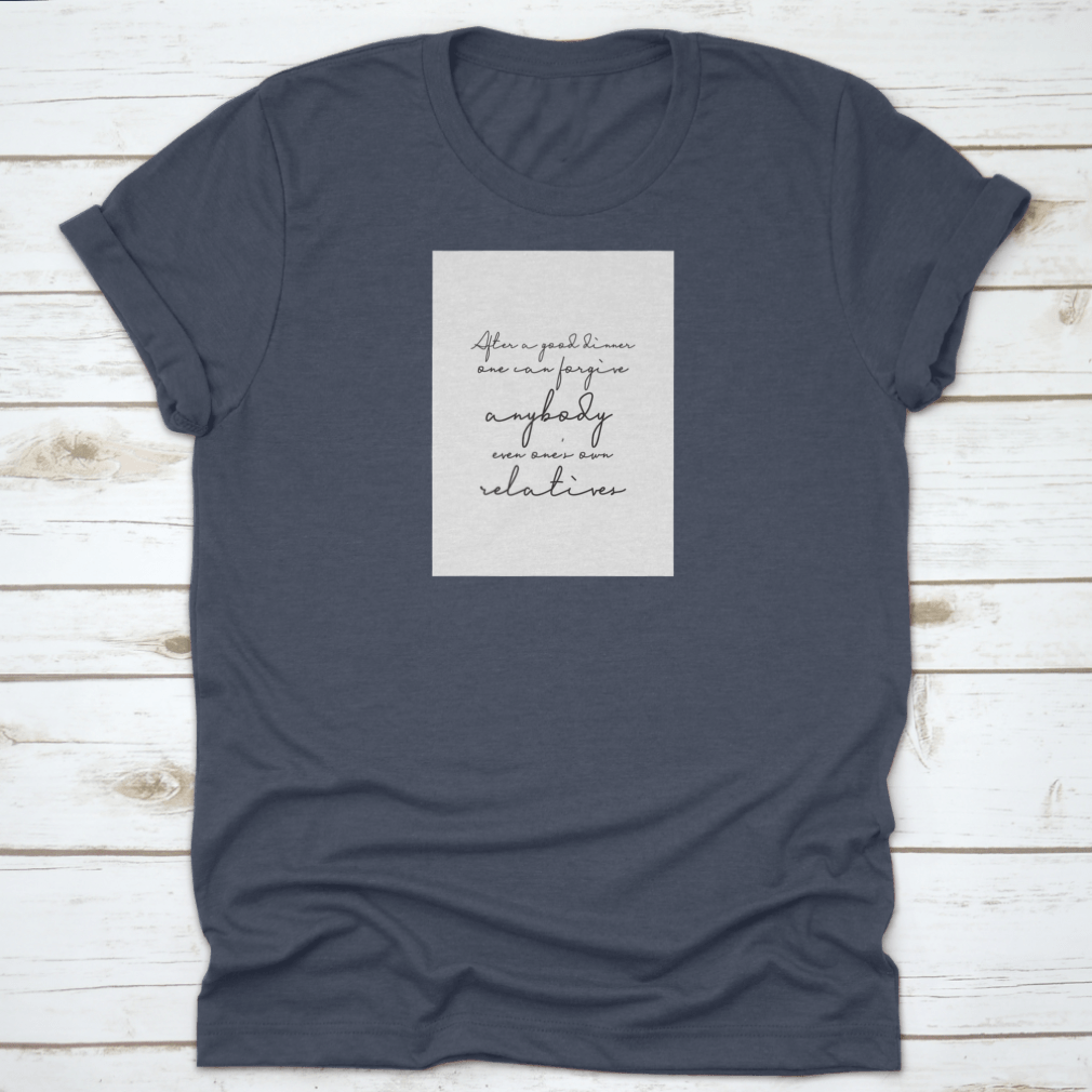 Quote Food Calligraphy Style design on a comfortable cotton fabric, showcasing artistic lettering.