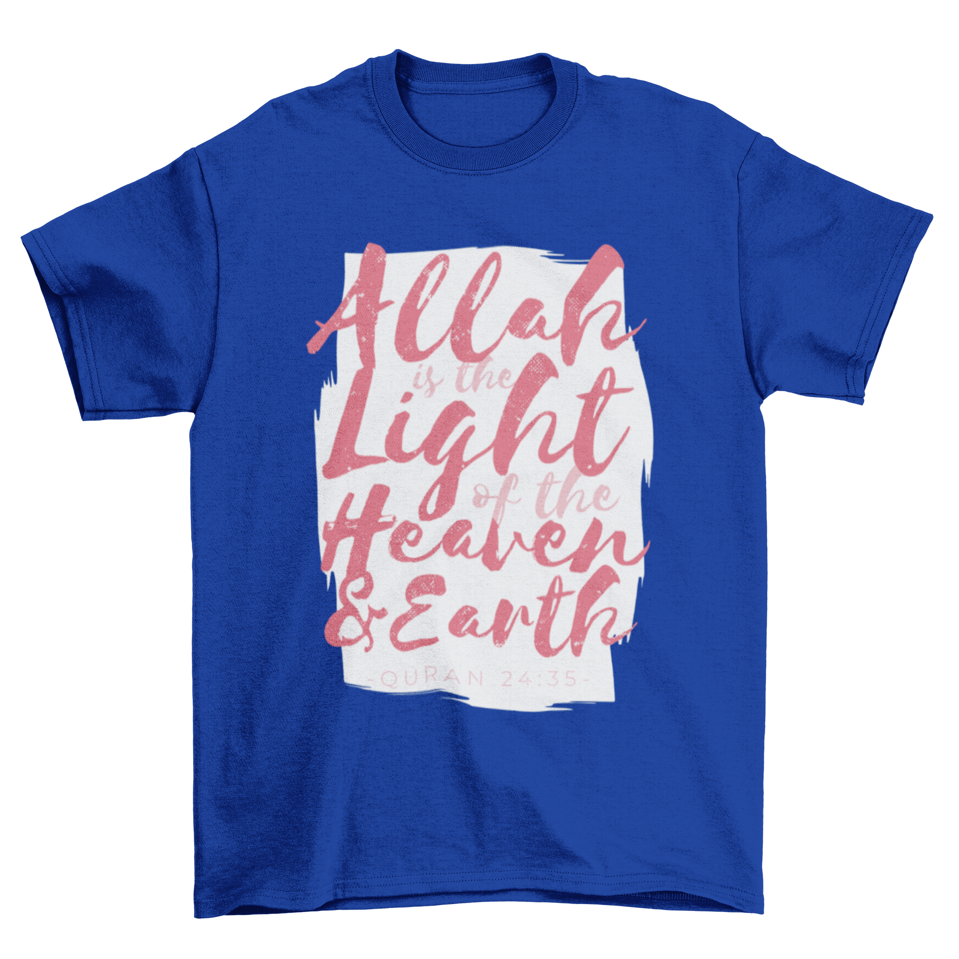 A stylish T-shirt featuring the Quran quote 'Allah is the Light of Heaven and Earth' in elegant typography.