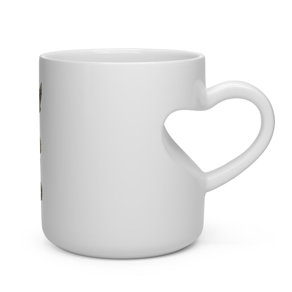 Rababab Heart Shape Mug, white ceramic with a heart-shaped handle, perfect for hot beverages.