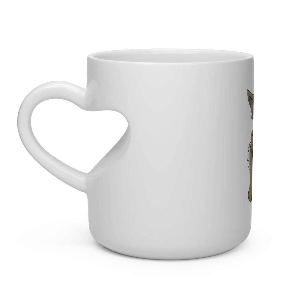 Rababab Heart Shape Mug, white ceramic with a heart-shaped handle, perfect for hot beverages.