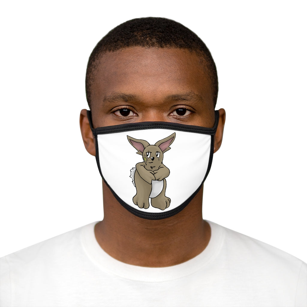 Rababab Mixed-Fabric Face Mask featuring a black outer edge and earloops, made from polyester and cotton for comfort and style.