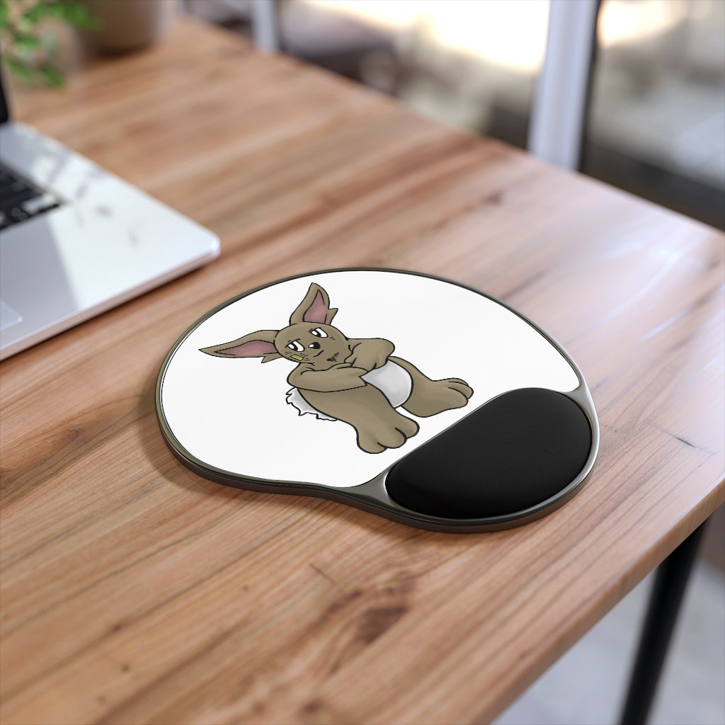 Rababab Mouse Pad with ergonomic Memory Foam wrist rest and customizable neoprene insert, featuring a unique foot-shaped design.