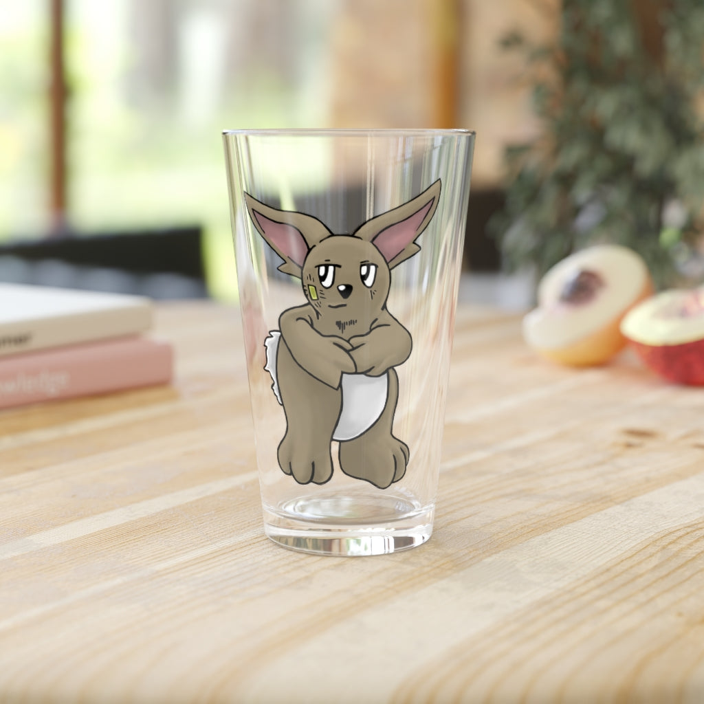 Rababab Pint Glass, 16oz, clear glass with custom design options, perfect for beverages.