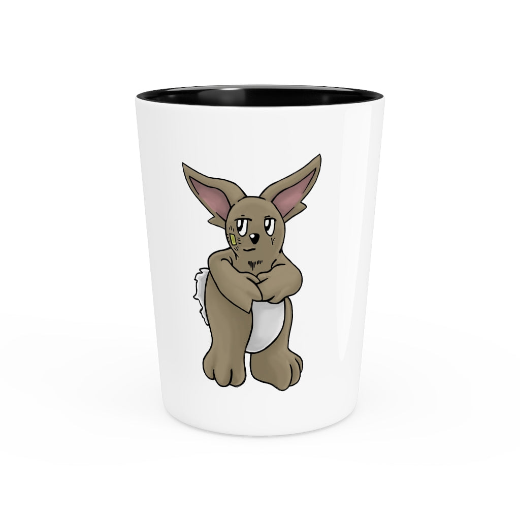 Personalized Rababab Shot Glass with white ceramic and customizable interior options.