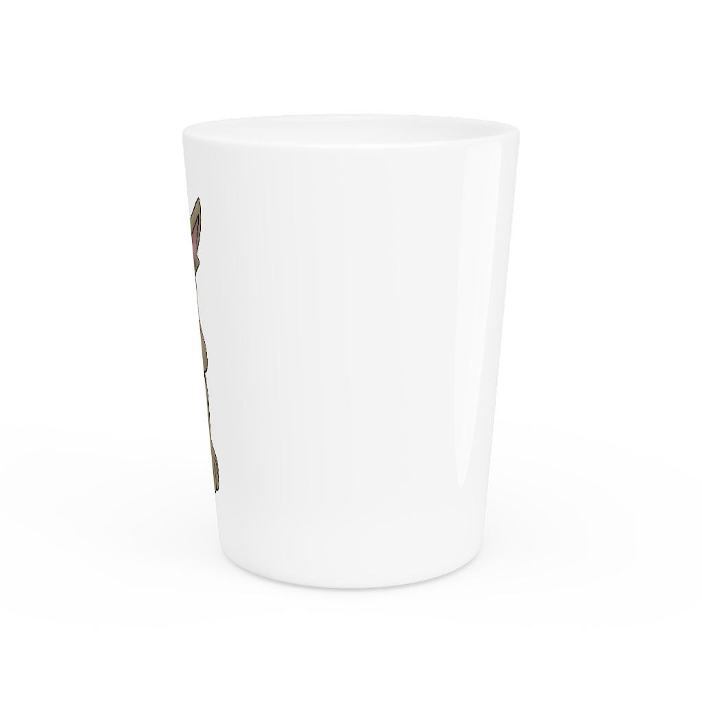 Personalized Rababab Shot Glass with white ceramic and customizable interior options.