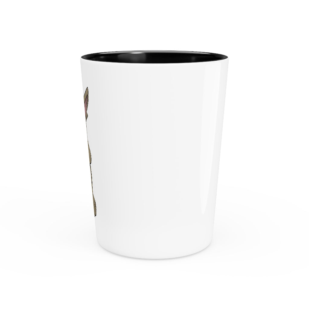 Personalized Rababab Shot Glass with white ceramic and customizable interior options.