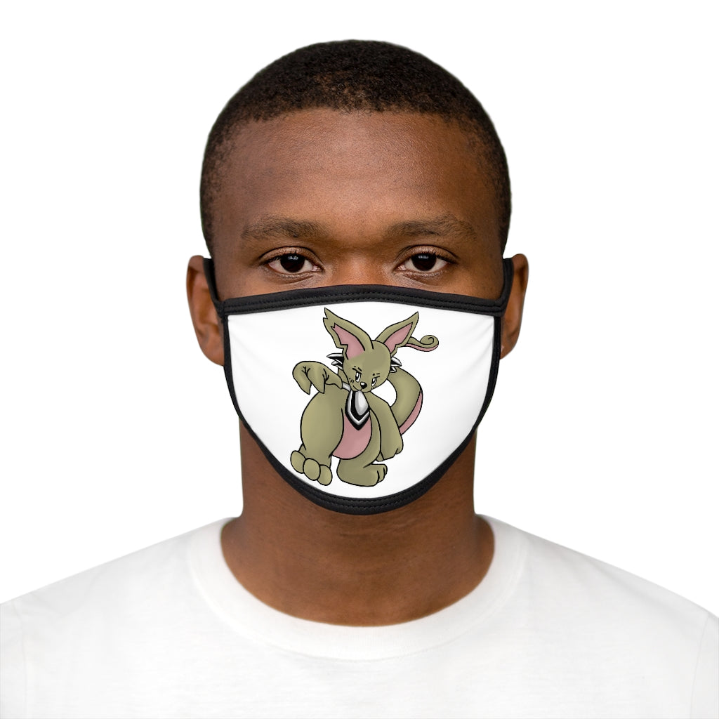 Rabbababa Mixed-Fabric Face Mask featuring a black outer edge and earloops, made of polyester and cotton for comfort and style.