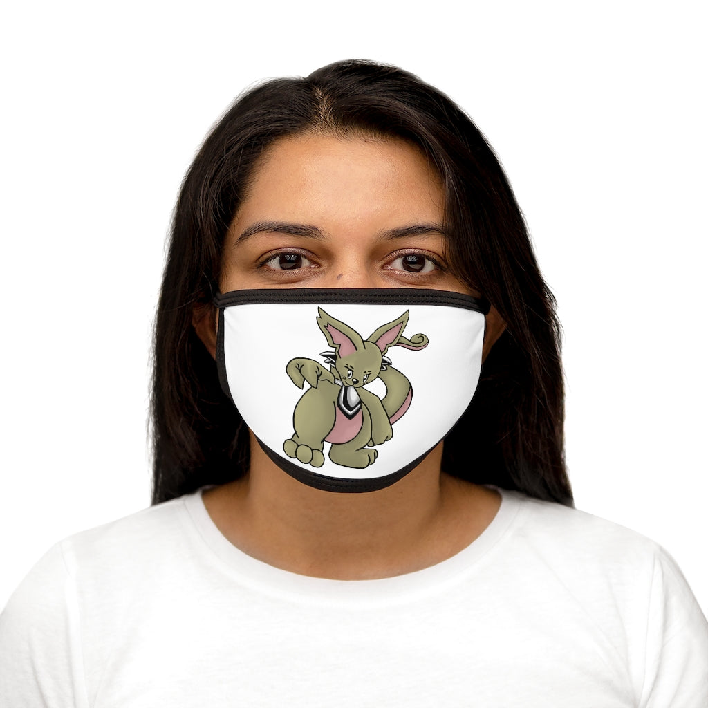 Rabbababa Mixed-Fabric Face Mask featuring a black outer edge and earloops, made of polyester and cotton for comfort and style.