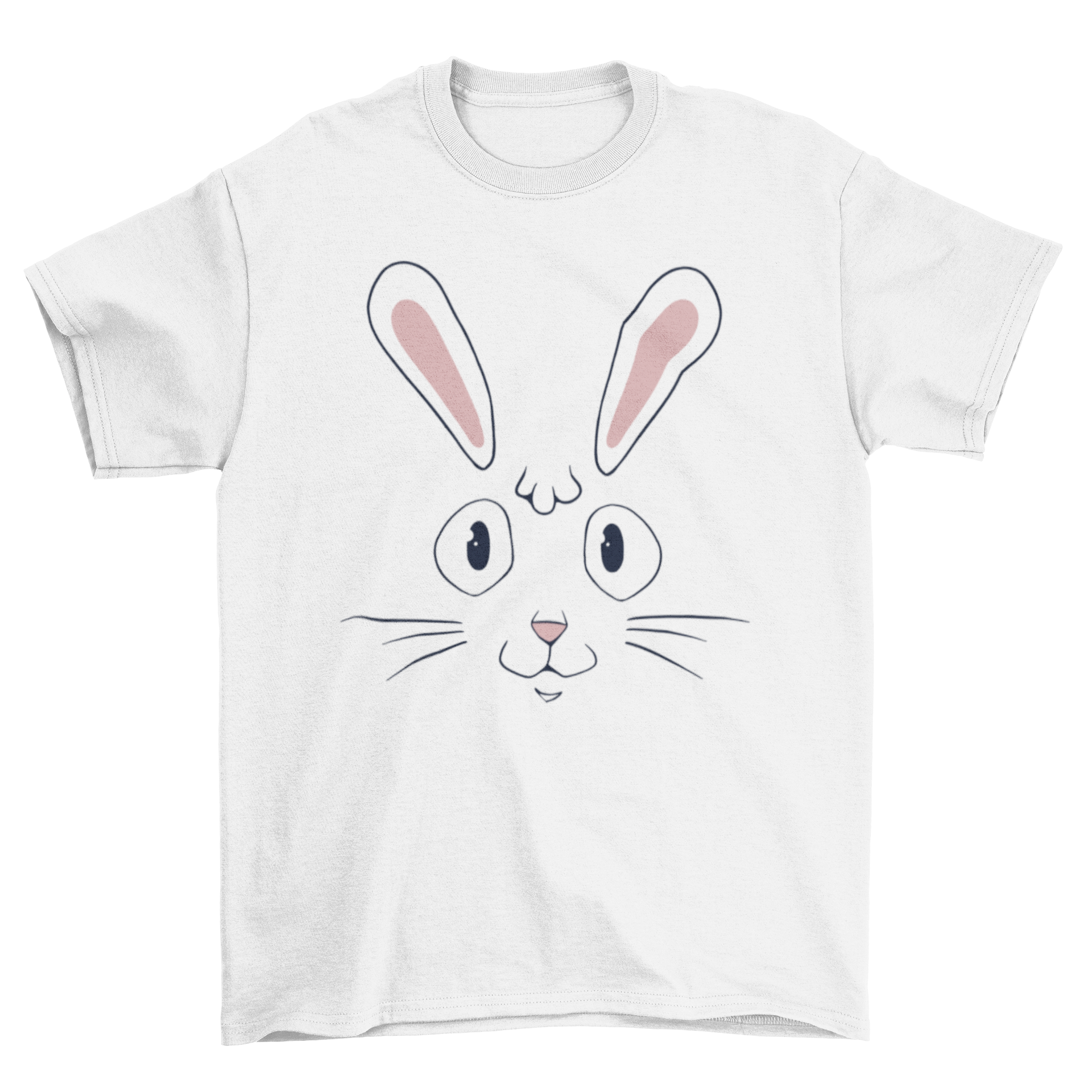 A cute rabbit face t-shirt featuring a playful rabbit graphic on a soft fabric background.