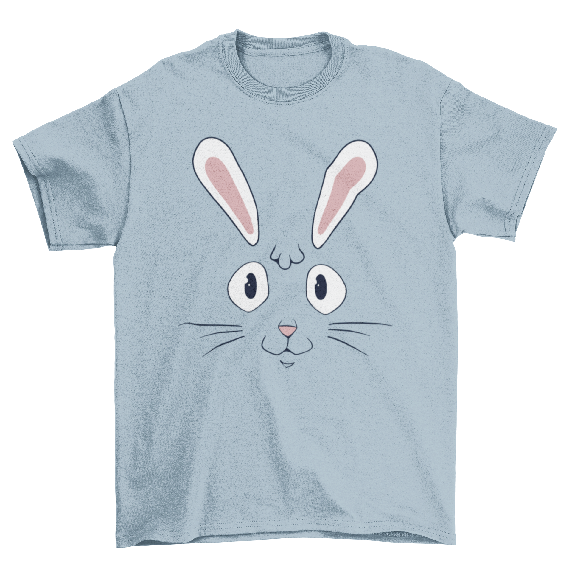 A cute rabbit face t-shirt featuring a playful rabbit graphic on a soft fabric background.