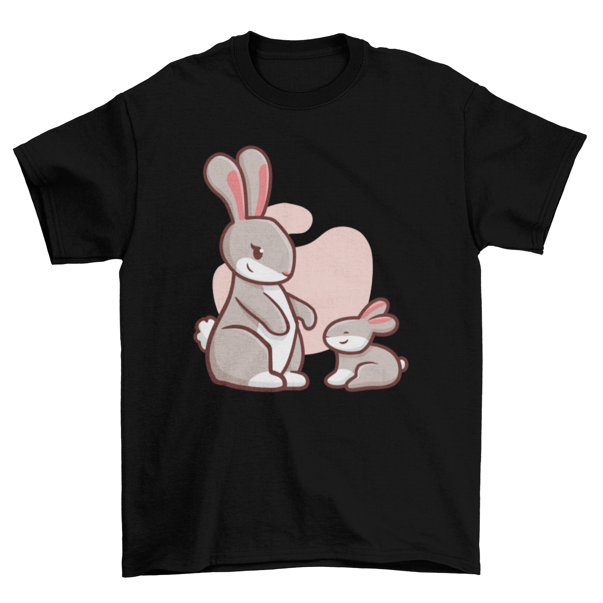 A cute t-shirt featuring a rabbit and a baby bunny design, perfect for animal lovers.