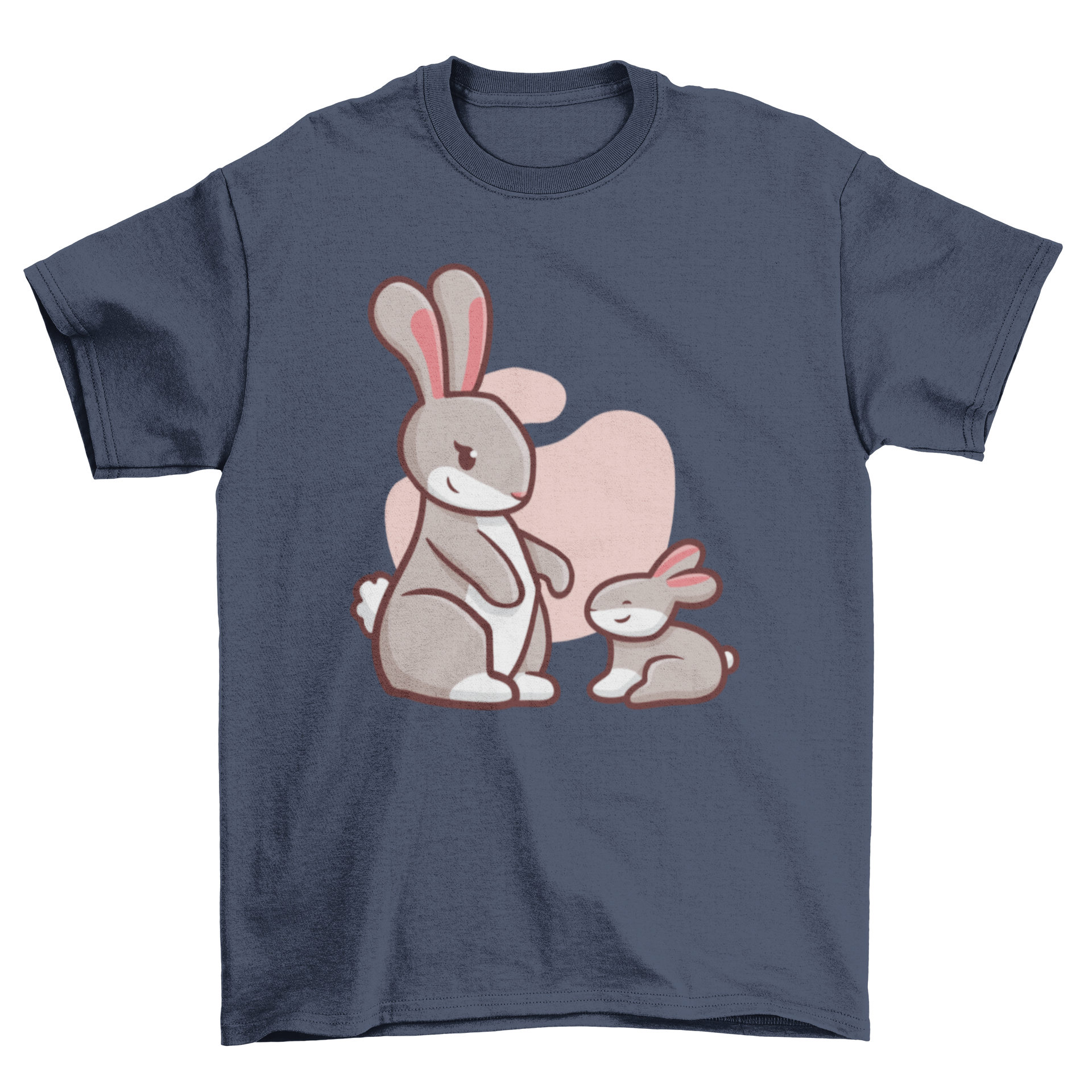 A cute t-shirt featuring a rabbit and a baby bunny design, perfect for animal lovers.