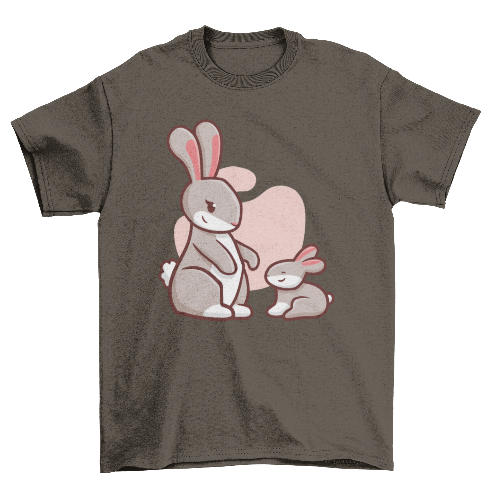 A cute t-shirt featuring a rabbit and a baby bunny design, perfect for animal lovers.