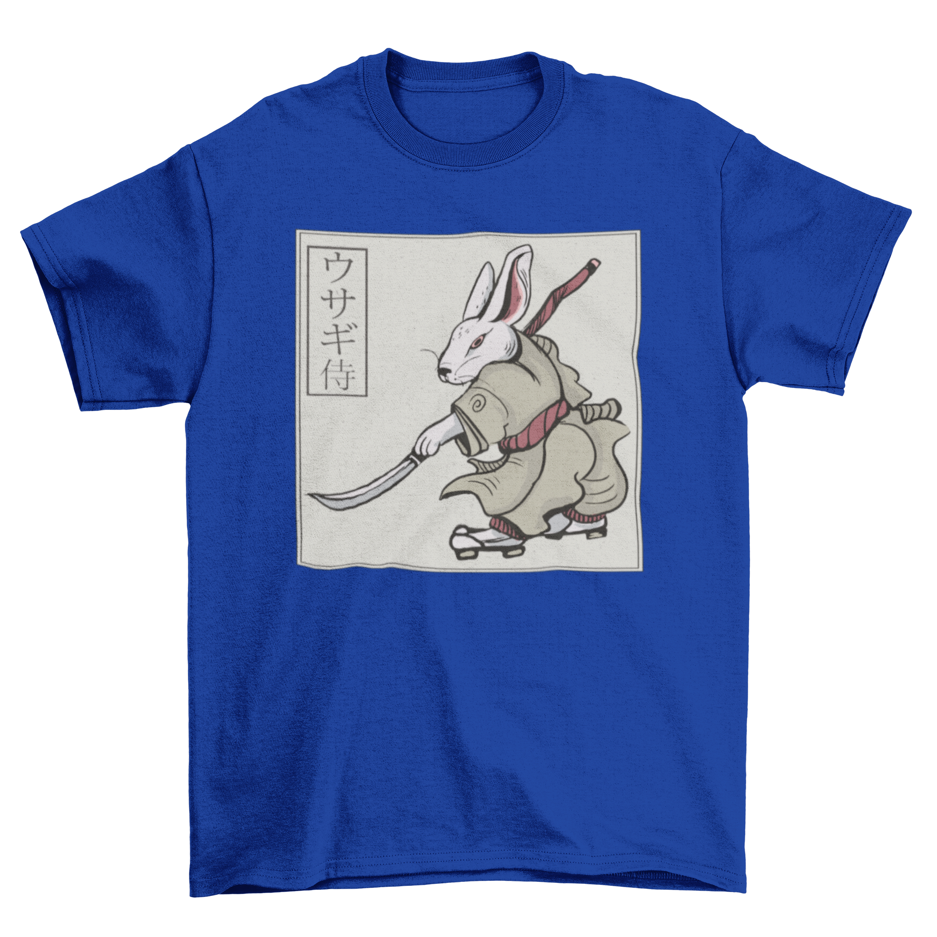 A stylish Rabbit Samurai T-Shirt featuring a detailed graphic of a samurai rabbit, perfect for casual wear.