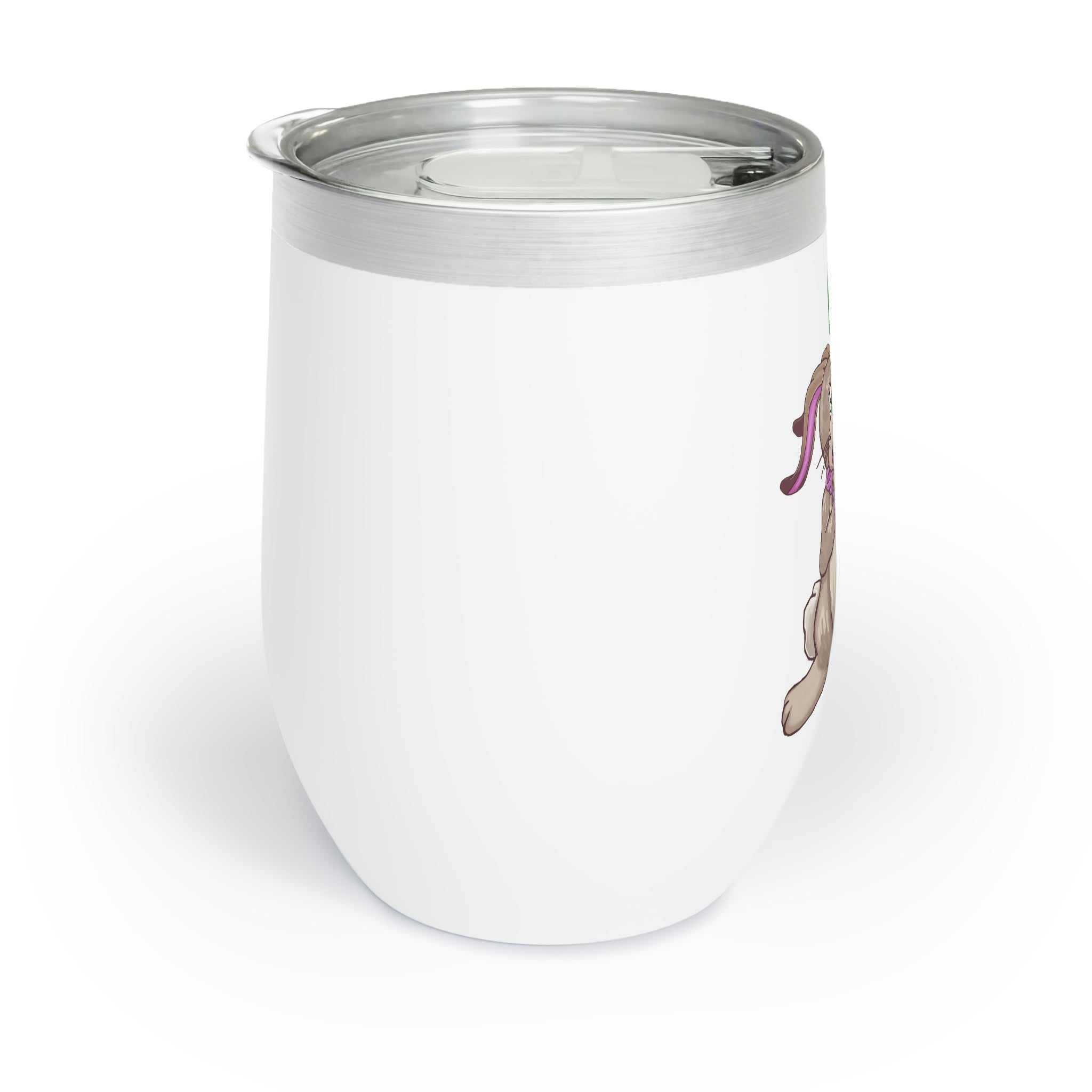 Rabbit with Carrot Chill Wine Tumbler showcasing its double-insulated design and stainless steel finish.