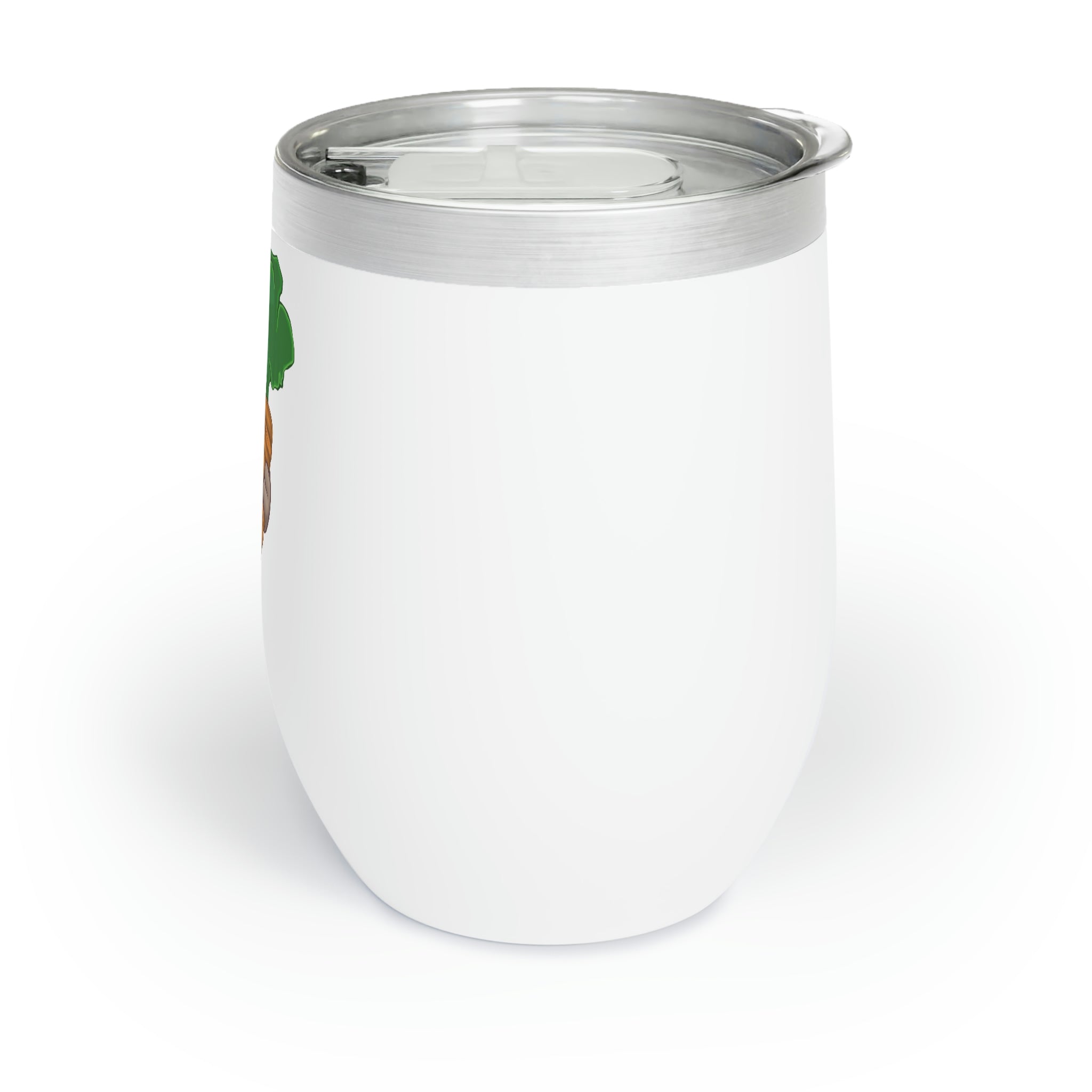 Rabbit with Carrot Chill Wine Tumbler showcasing its double-insulated design and stainless steel finish.