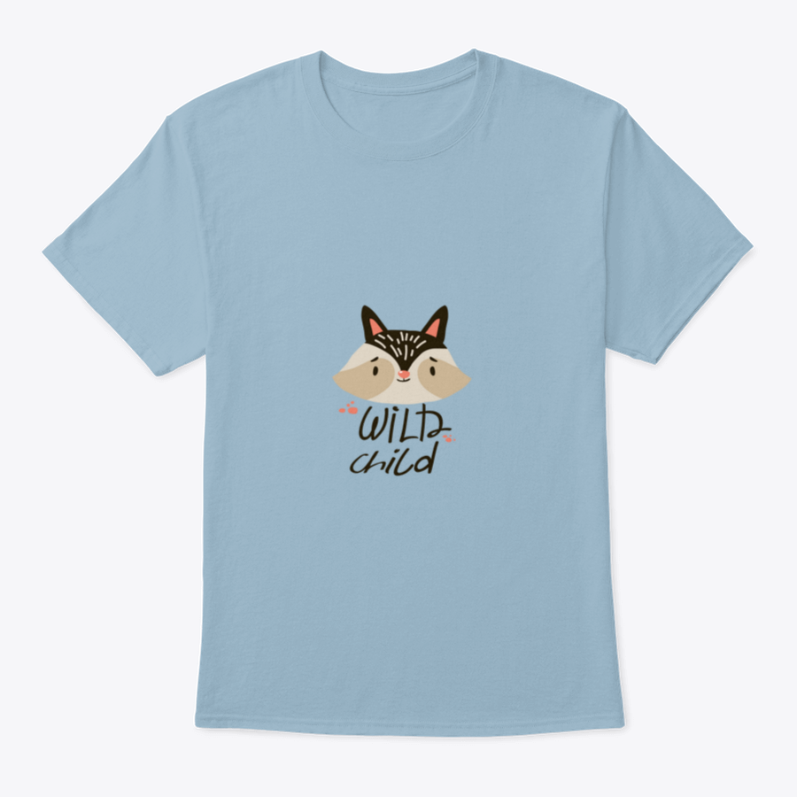 A detailed doodle vector illustration of a raccoon head with the inscription 'Wild Child', showcasing a playful and adventurous spirit.