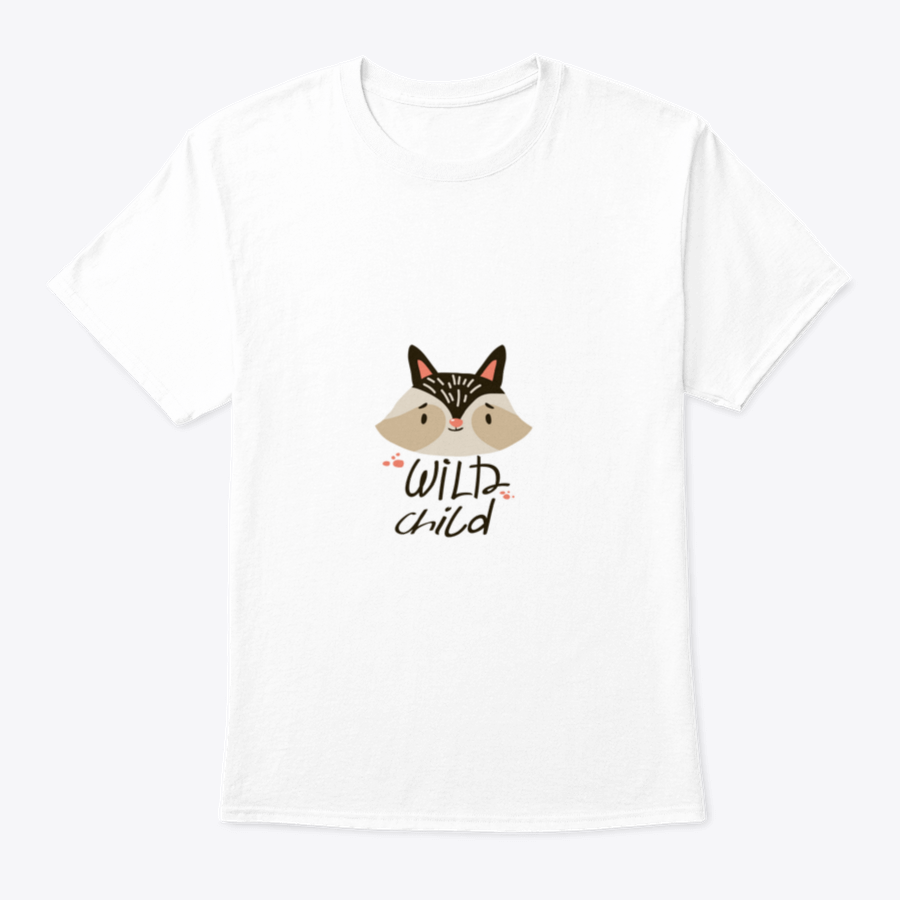 A detailed doodle vector illustration of a raccoon head with the inscription 'Wild Child', showcasing a playful and adventurous spirit.