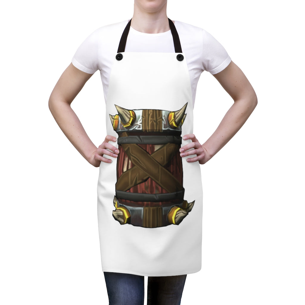 Raptor Barrel Apron made of durable polyester with black detachable twill straps, featuring a customizable one-sided print.