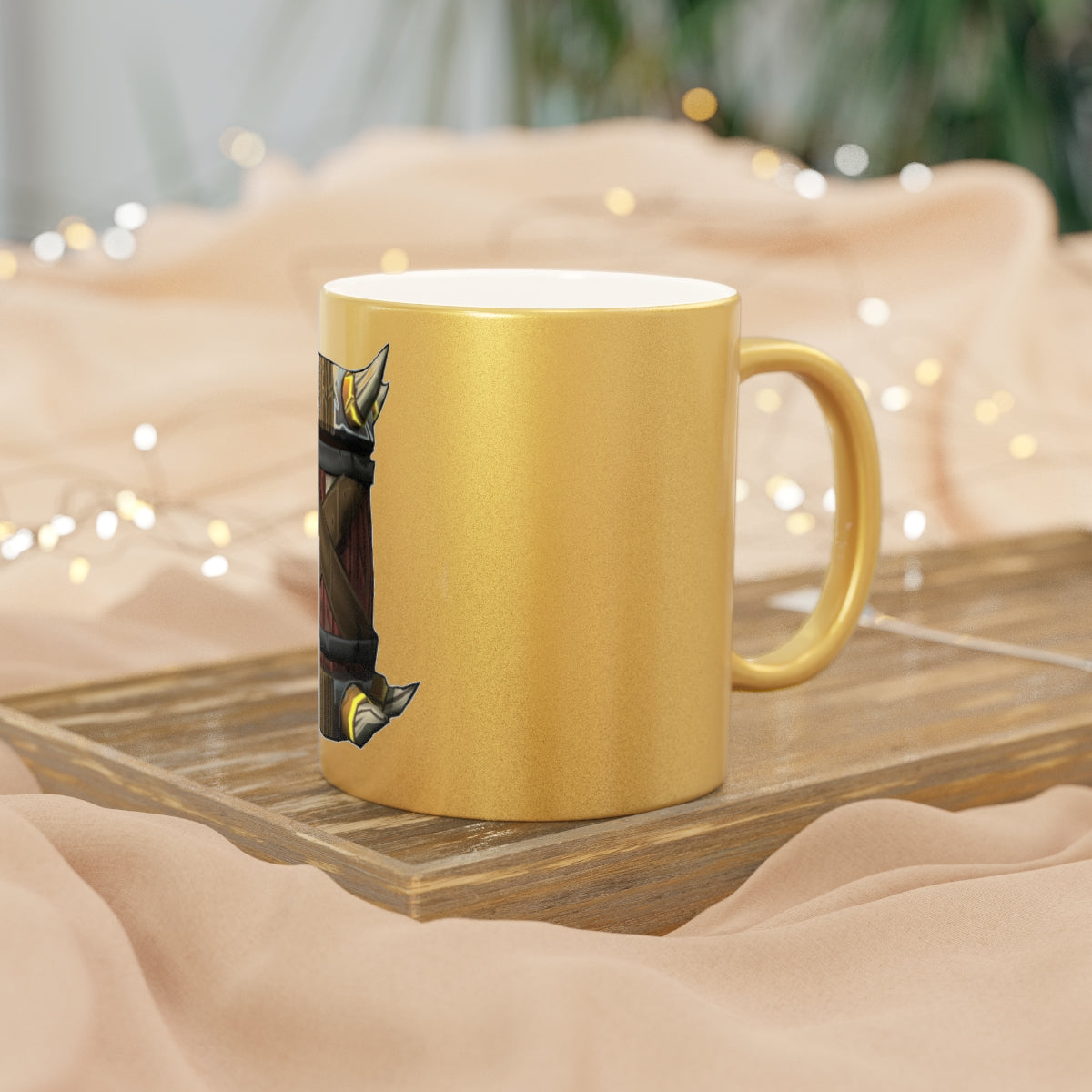 Raptor Barrel Metallic Mug in Silver and Gold finishes, showcasing a personalized design with a comfortable C-handle.