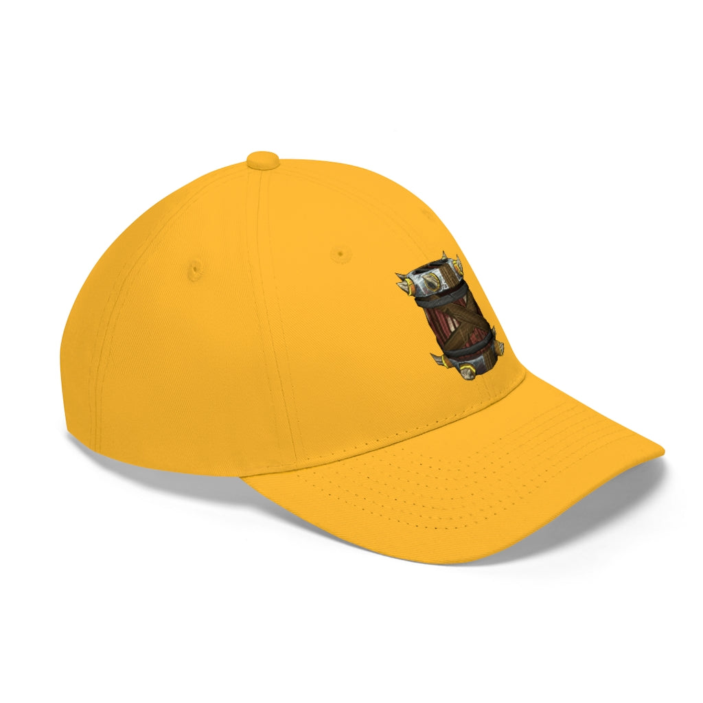 Raptor Barrel Unisex Twill Hat in classic design, showcasing adjustable Velcro closure and 6-panel structure.