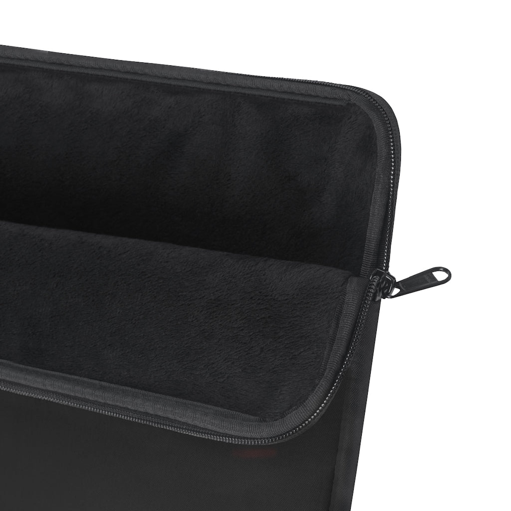 Raptor Laptop Sleeve featuring stylish print on one side, black backside, and top loading zipper, designed for protection and elegance.