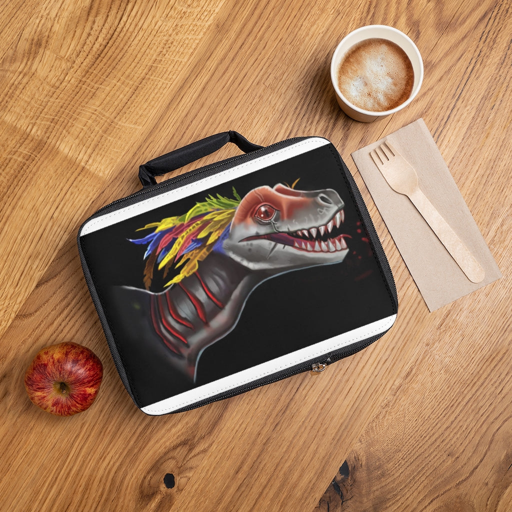 Raptor Lunch Bag featuring a black base and customizable white area, ideal for adults and kids.