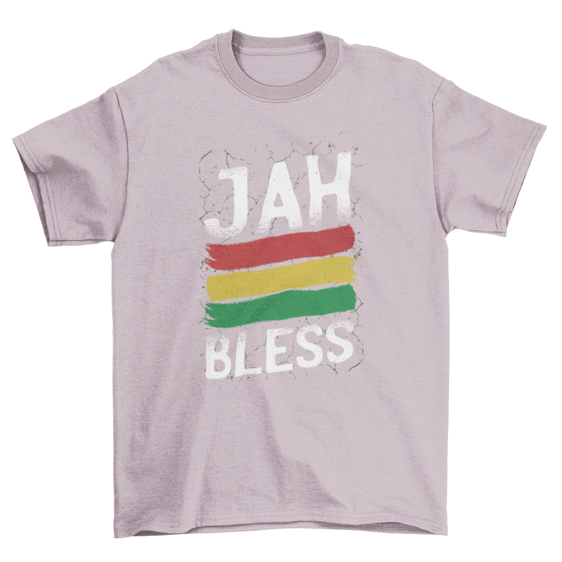 Rasta Quote T-Shirt featuring 'Jah Bless' text and Jamaican flag illustration, perfect for reggae lovers.