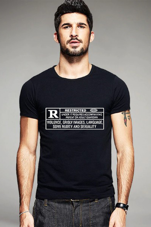 Rated R Restricted T-Shirt in soft ring-spun cotton, showcasing a stylish unisex design suitable for all.