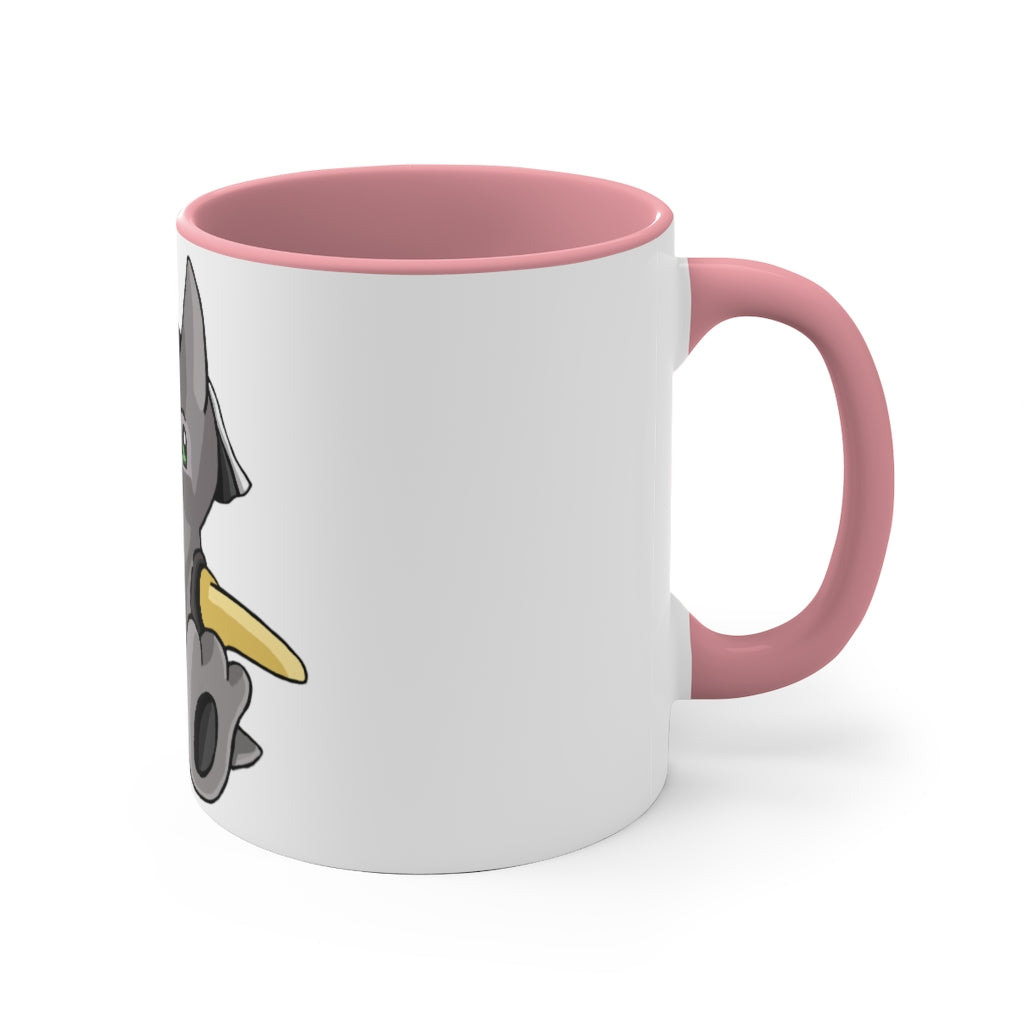 Raylow 11oz Accent Mug featuring a white ceramic body with a colored interior and handle, ideal for personalized designs.