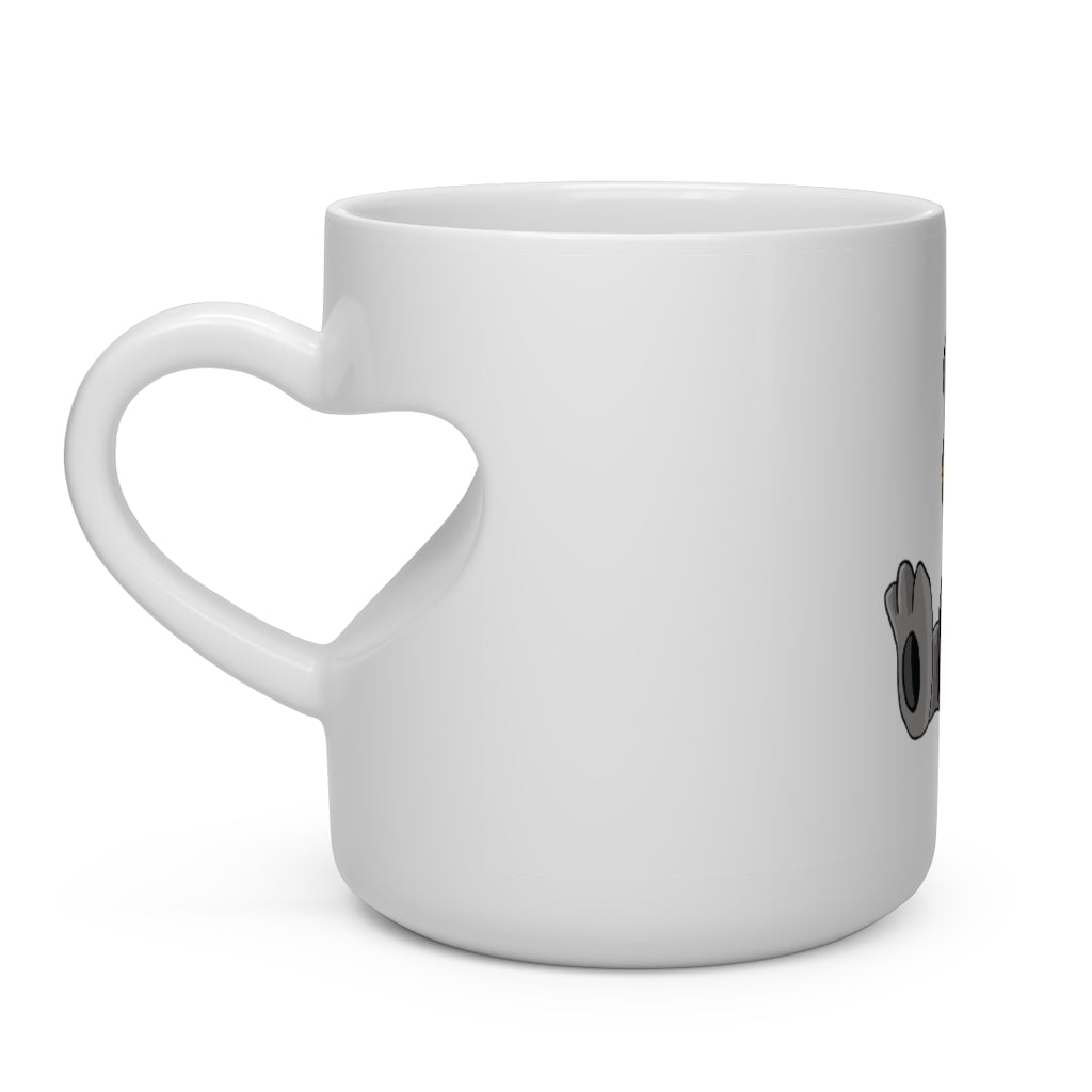 Raylow Heart Shape Mug, white ceramic with a heart-shaped handle, perfect for hot beverages.