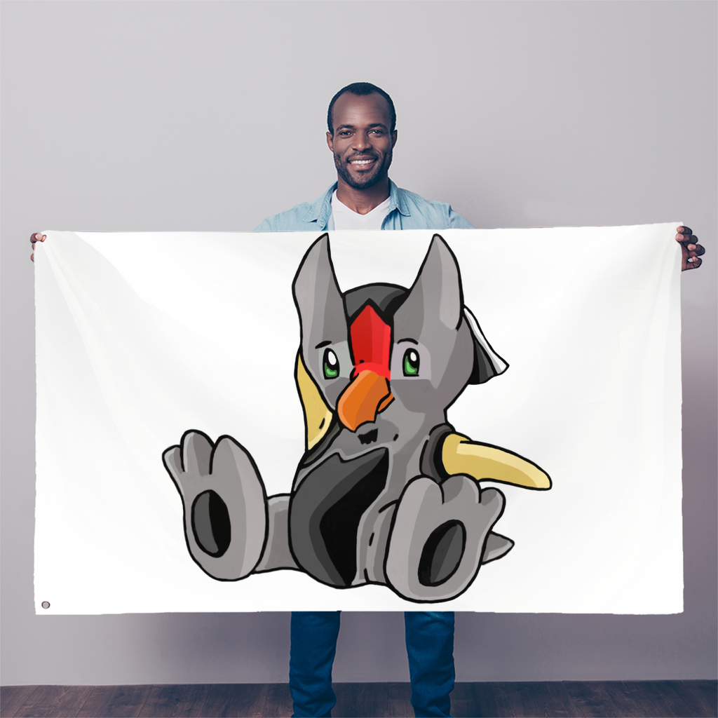 Raylow Sublimation Flag measuring 5FT x 3FT, made of durable polyester with vibrant colors and double-stitched edges, featuring two eyelets for easy hanging.