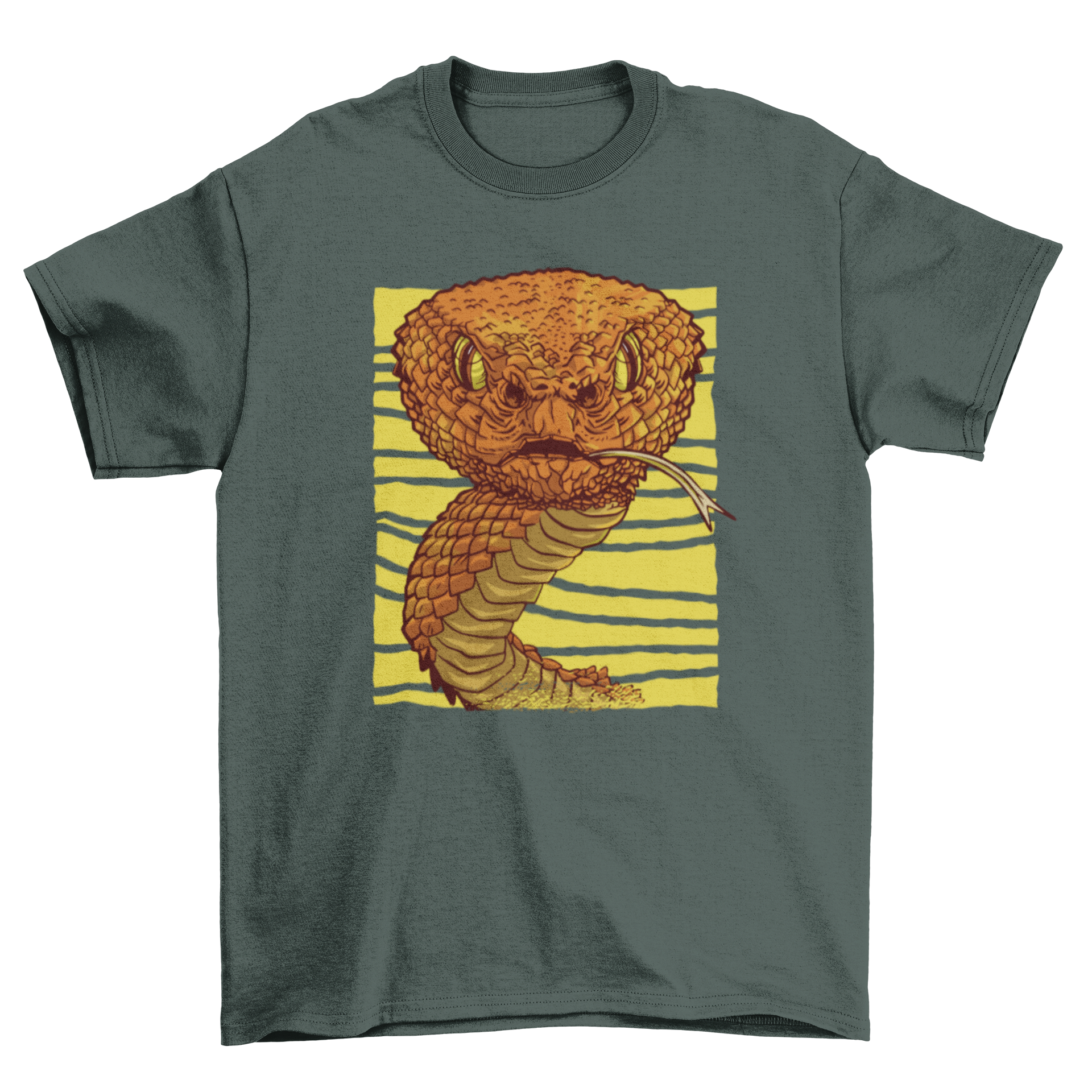 Realistic snake animal t-shirt featuring a detailed close-up of a snake design, perfect for animal lovers.