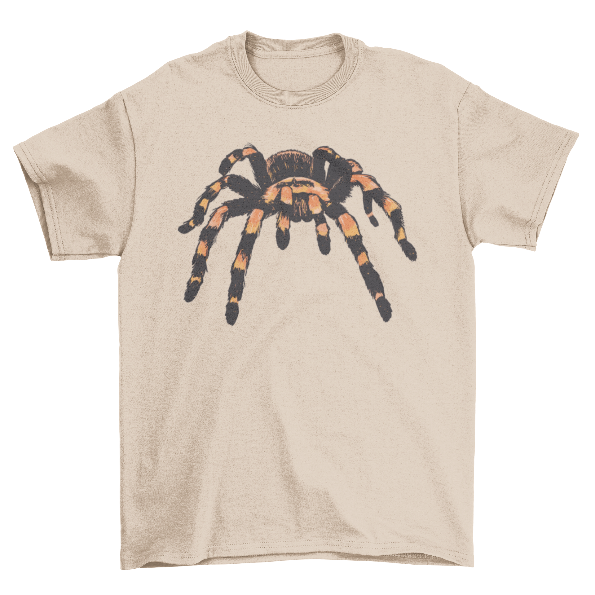 A realistic tarantula t-shirt featuring a detailed tarantula design on a comfortable fabric.