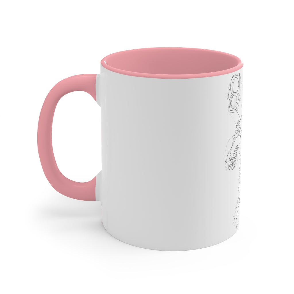 Rector Accent Mug showcasing a two-tone design with a white exterior and colored interior, available in red, pink, and black options.