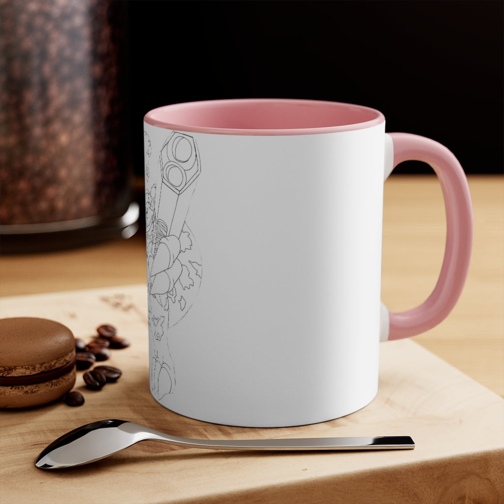 Rector Accent Mug showcasing a two-tone design with a white exterior and colored interior, available in red, pink, and black options.